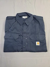 Carhartt Mens Long-Sleeve Button-Down Work Shirt, Navy