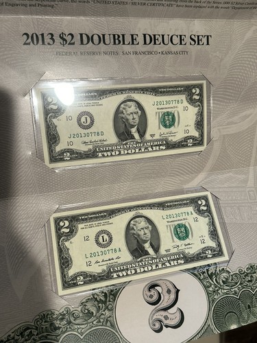 2013 BUREAU OF ENGRAVING $2 DOUBLE DEUCE SET SANFRANCISCO-KANSAS CITY - Picture 4 of 4