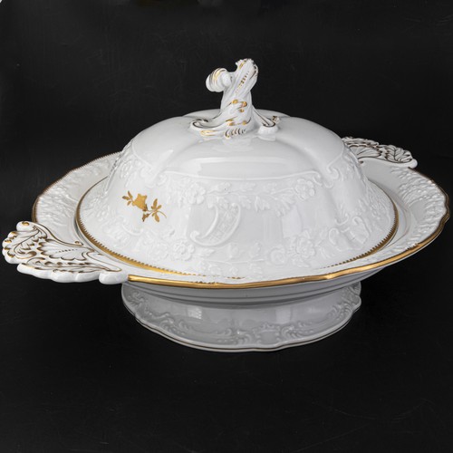 28 cm ø - Meissen (2. Wahl) Suppenterrine (aus 1966) Neumarseille Goldrose 3742 - Bild 5 von 7
