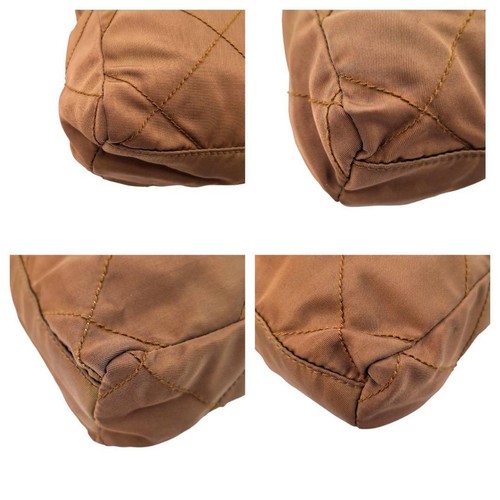 Borsa a tracolla Prada catena trapuntata triangolo logo nylon oro giallo usata ottima+ - Foto 5 di 10