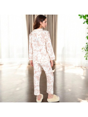 Conjunto de pijama largo con botones estampado de toile para mujer - Imagen 2 de 6