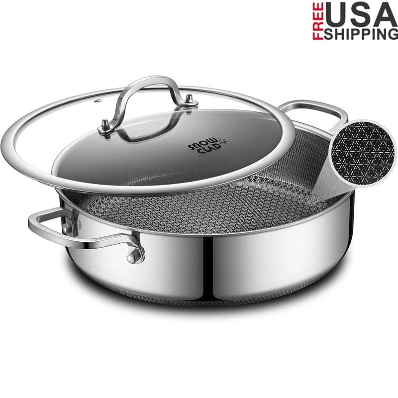 Stainless Steel Non Stick Frying Pan Multi Layer Cookware Kitchen Essential New