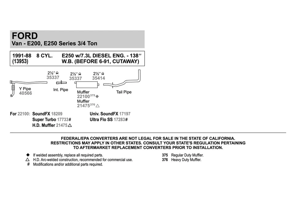 For Ford E-250 2003-2007 Walker 21475 Steel Round Aluminized Exhaust Muffler Foto 3 de 4