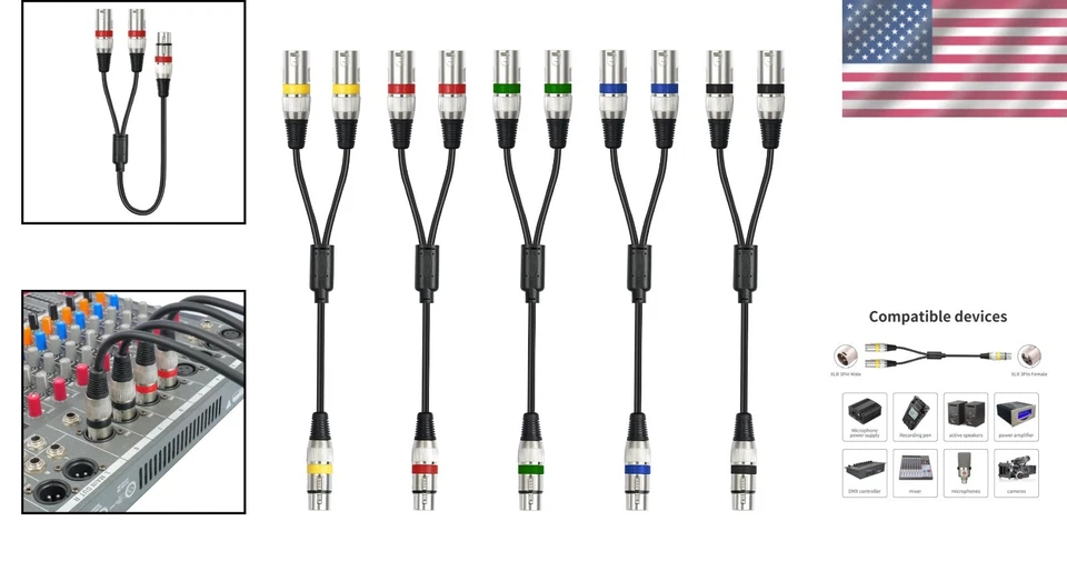 5-Pack 1.5FT XLR Female to Dual Male Y Splitter - Exceptional Sound Quality - Image 2 of 4