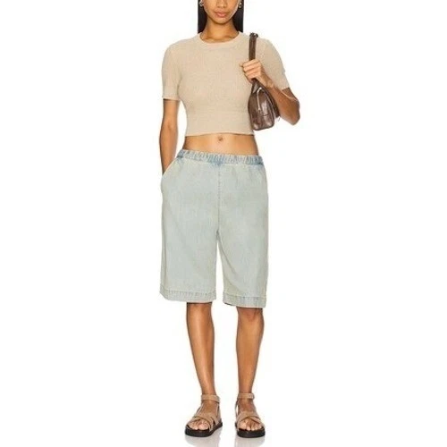 ENZA COSTA Marine Bermuda Short Women XS Denim Everywhere Pull on Nostalgia Wash