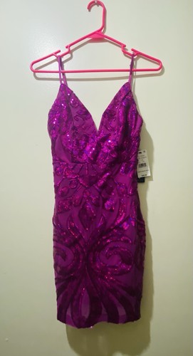Lulu’s Bodycon-Paillettenkleid Magenta Rosa Glitzer Anlass Xsmall - Bild 5 von 16