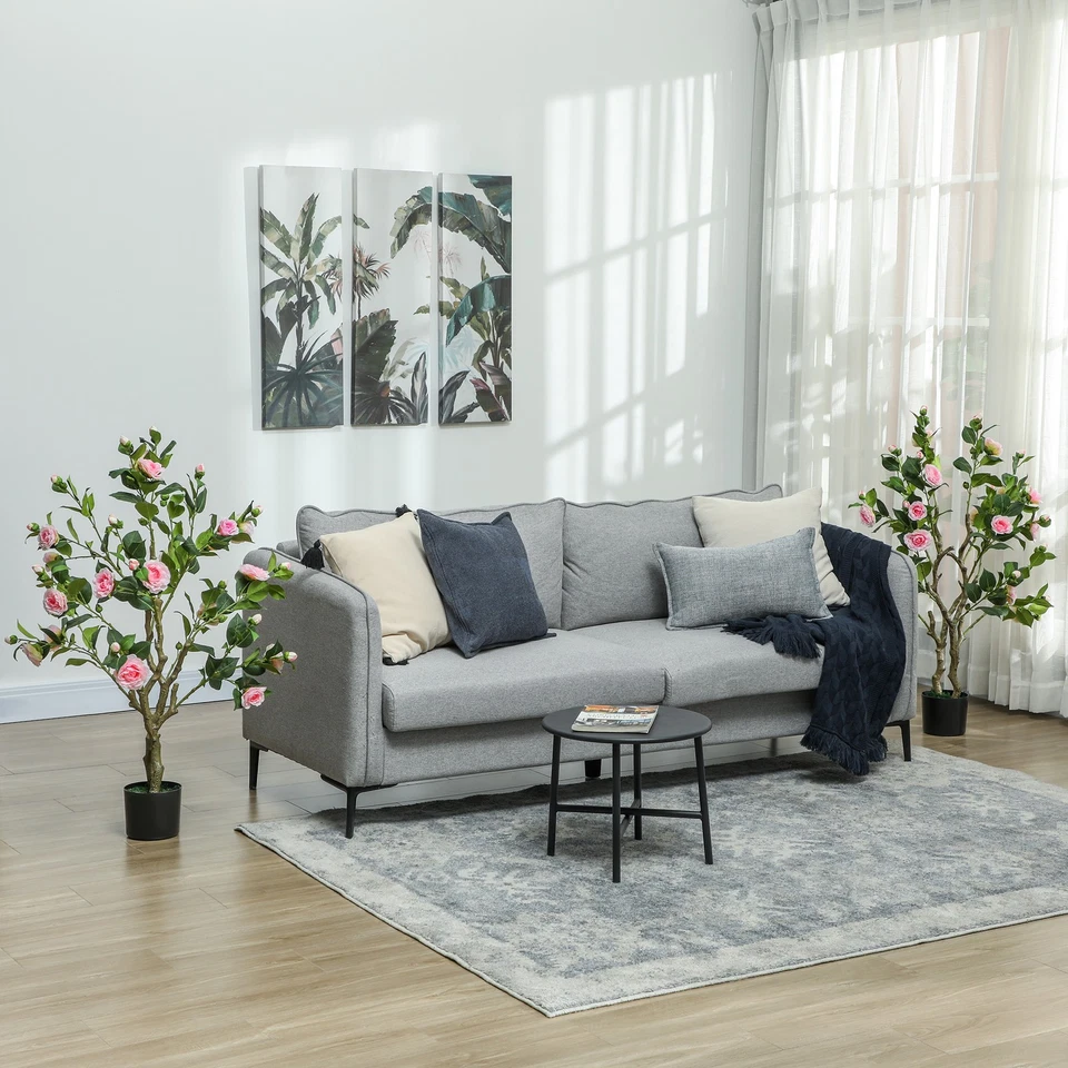 HOMCOM Set of 2 Decorative Artificial Plants, Fake Plants for Decor, Pink