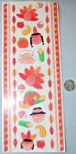 vintage Doodlebug THANKSGIVING Stickers pilgrim indian cute turkey 12" borders