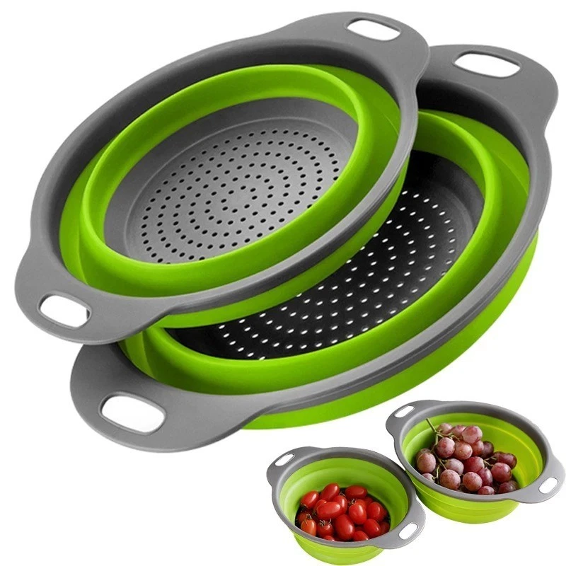 1/2pcs Silicone Round Folding Vegetable Fruits Washing Drain Basket Colander Str
Opens in a new wind
