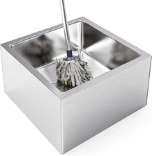 22"L x 19"W x 12"H Stainless Steel Mop Sink Utility Floor Mount Mop Basin Silver