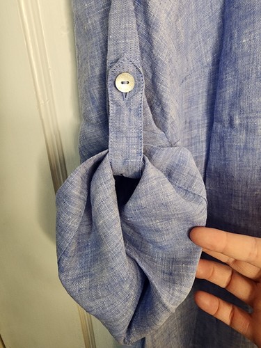 Foxcroft Leinen Heritage bügelfrei Damengröße 16 blau V-Ausschnitt Tunika Shirtkleid - Bild 4 von 5