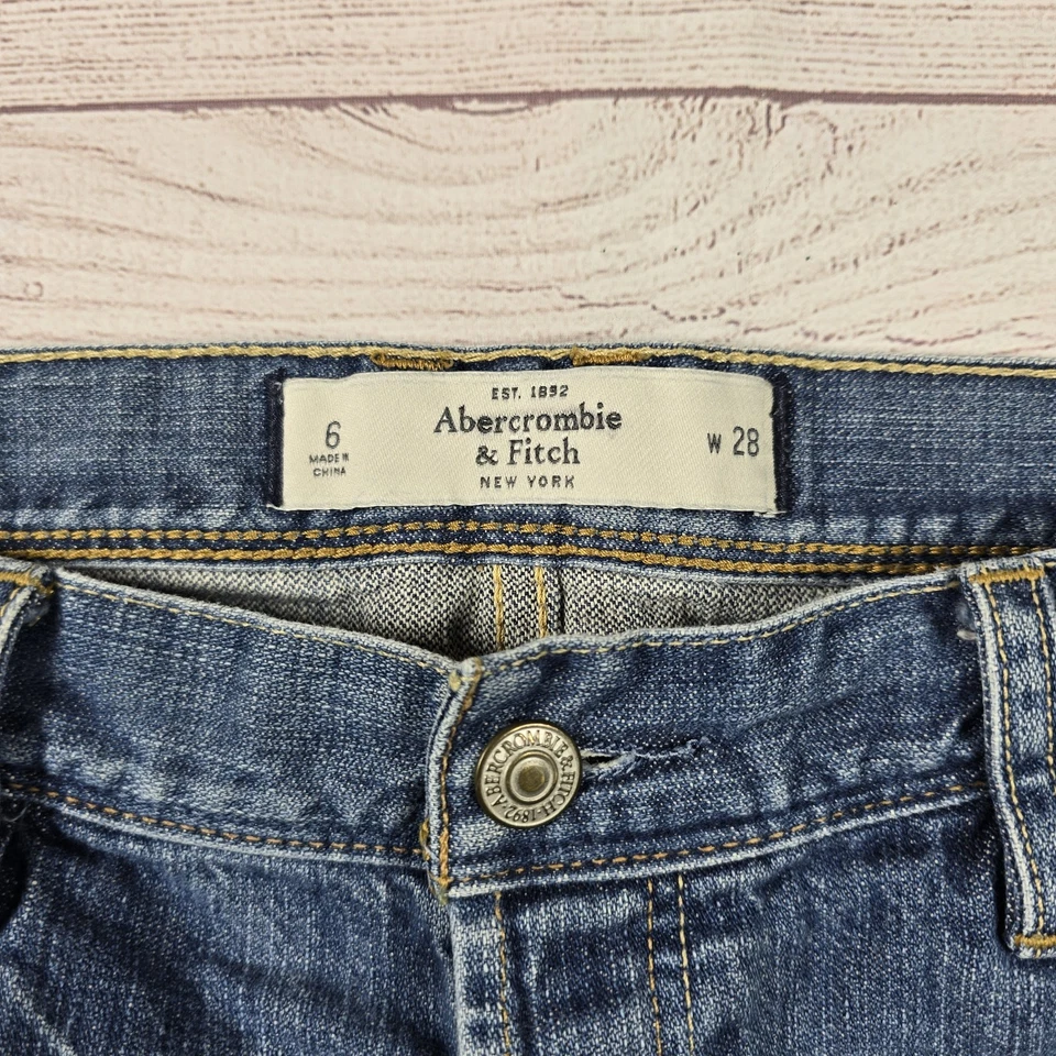 Pantalones de mezclilla vintage desgastados lavado medio Abercrombie & Fitch Y2K para mujer talla 28 Foto 4 de 4