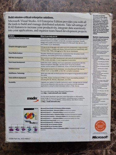 Microsoft Visual Studio 6.0 Enterprise 628-00139 RETAIL BOX - Picture 7 of 8