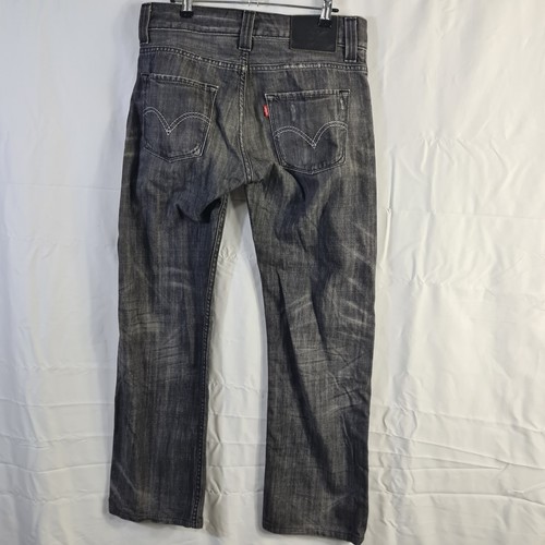 Levi's 523 Men's Straight Leg Jeans W31 L32 Black Denim Casual Lightly Distress - Picture 8 of 13