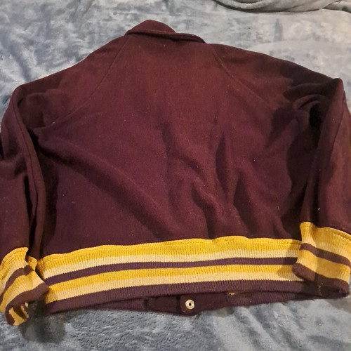 Vintage Distressed Wool Varsity Jacket Purple Size Large - Bild 4 von 8