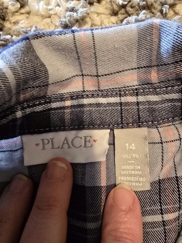 Childrens Place Girls' Size XL 14  Long Sleeve Shirt Plaid  - Picture 3 of 3