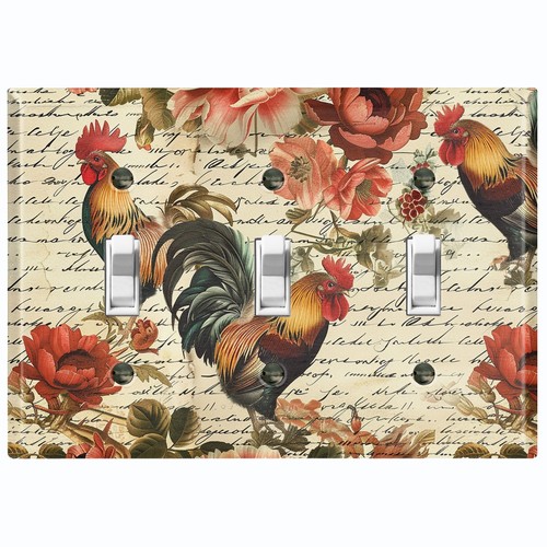 Metall Lichtschalter Steckdosenabdeckung Deko Wandplatte Hahn rot floral AML117 - Bild 8 von 35