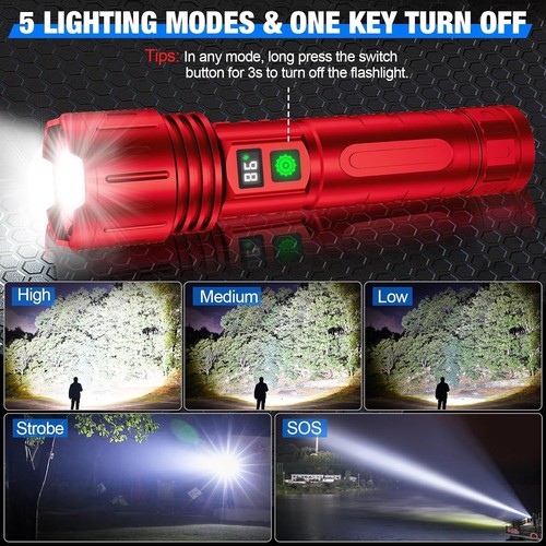 Skyfire 1500000LM LED Taschenlampe Wiederaufladbar Zoom Feuerstarter Wasserdicht - Bild 5 von 8