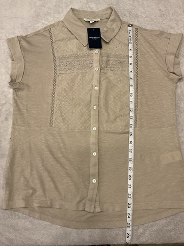 NWT Lucky Brand Women’s Button-Up Short Sleeve Top Bohemian Style Size Small - Picture 4 of 8