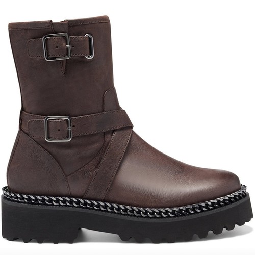 NEW Vince Camuto Boots Messtia Brown Leather Lug Sole Moto Womens Size 6.5