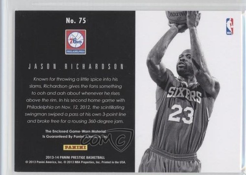 2013-14 Panini Prestige Bonus Shots Materials Jason Richardson #75 - Bild 2 von 3