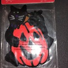 Vtg Halloween Window Clings 2 Pack Arched Black Cat & Black Cat W/ Pumpkin NOS