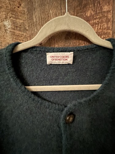 Vintage Women’s United Colors Of Benetton Button Sweater Shetland Wool Italy - Picture 2 of 6