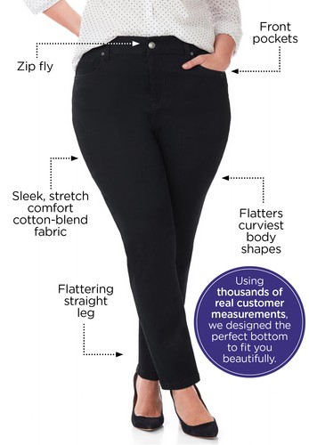 Catherines Women's Plus Size Sateen Stretch Curvy Pant - Picture 3 of 17