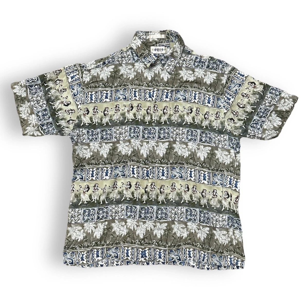 Vintage Campia Moda Tan Button Up Hawaiian Shirt Short Sleeve Men’s Size 2X