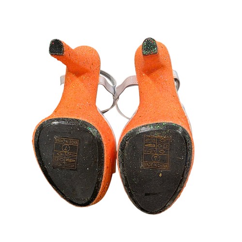 Ellie Stripper Plateau Heels weiß orange Glitzer Größe 7 Schuhe 6" Absatz 2" Lift - Bild 6 von 11