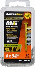 Power Pro One Exterior Screws,Flat Head,Bronze Epoxy Coated,#6x5/8 In.,50-Pk. -