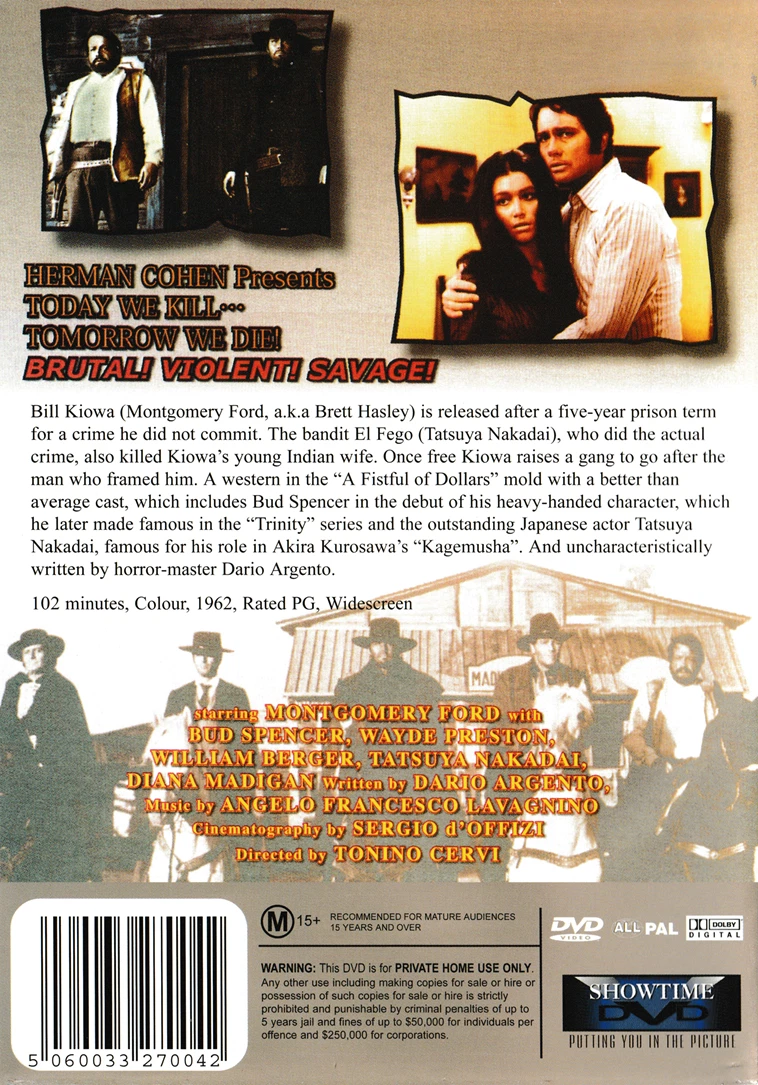 TODAY WE KILL TOMORROW WE DIE, Montgomery Ford / Bud Spencer (L / New DVD 1962}