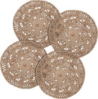 Natural Jute Braided Placemat Set of 4 round 13 Inch Placemats for Christmas Din