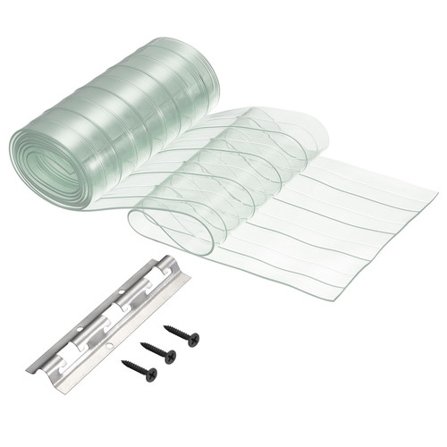 6.8 Ft x 7.5 in Plastic Vinyl Strip Curtain, PVC Freezer Curtain, Transparent - Picture 1 of 6