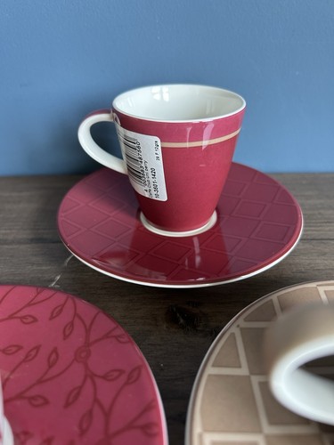 Villeroy & Boch Caffé Club Floral Berry & Uni Espresso/Demitasse Cup & saucers - Picture 4 of 5