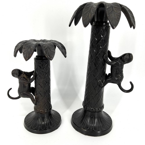 Vintage Bombay Metal Monkey Climbing Palm Tree Candlestick Holders Pair of Two - Picture 10 of 10
