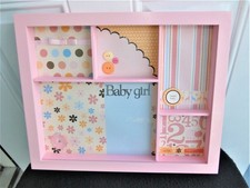 Shadow Box 11" x 14" Wood Wall Hanging/Standing Baby Girl Pink Frame