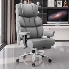 BESTGLORY OFFICE DESK CHAIR with FOOTREST - GRAY