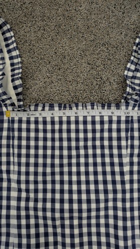 J.CREW Rüschenbesatz gesmoktes Baumwoll Popeline tailliertes Top Gingham marine/weiß Gr. L - Bild 20 von 22