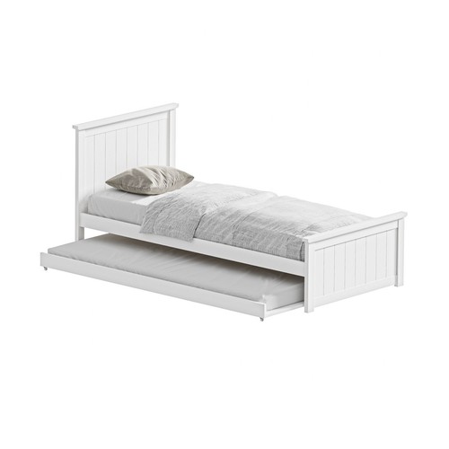Oikiture Trundle Bed Frame Single Size Beds Base Wooden Daybed White - Picture 6 of 8