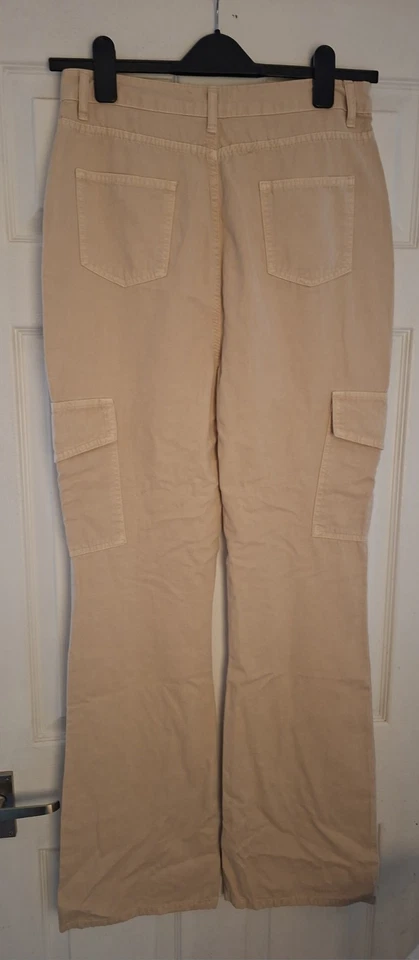 Boohoo Tall Stone Beige Flared Cargo Trousers UK 12 BNWT - Image 2 of 3