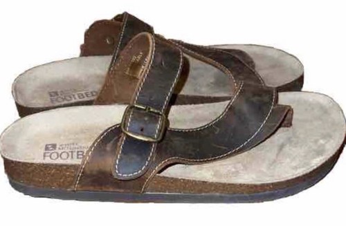 White Mountain Carly Leather Sandal Side Buckle Slip On Size 7 M