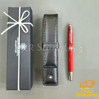 BID MONTBLANC Red Resin Fountain Pen Platinum Trim w/ Leather Pen Pouch — photo 5