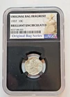 1937 Mercury Dime 10c NGC Brilliant Uncirculated With "Original Bag Fragment"