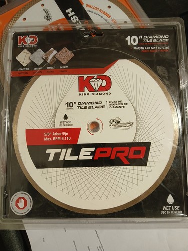 KD King Diamond 10” TILE PRO Nassdiamantfliese und Keramik 5/8” Dorn/Eje NEU