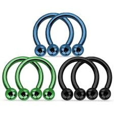 6 x Hufeisen Piercing Farbig 1,2mm 8mm Septum Circular Barbell Helix