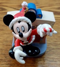 Vintage Disney Mickey Mouse as Santa by fireplace hanging Ornament