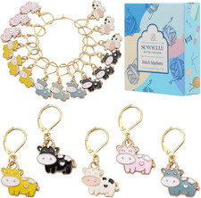 1 Box 20Pcs 5 Colors Cow Stitch Markers Cute Crochet Markers Bulk Alloy Enamel L