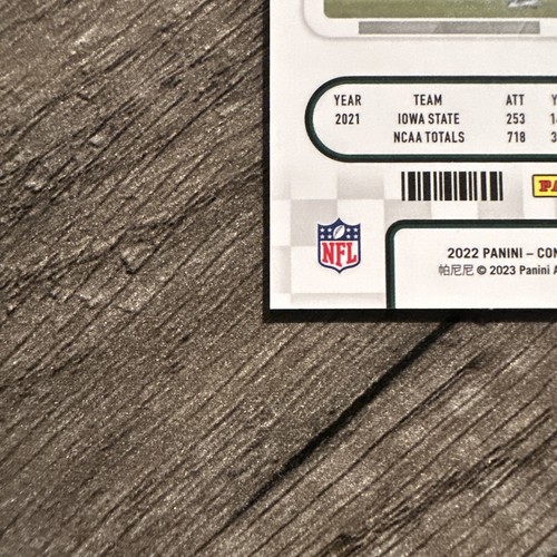 Boleto de novato Breece Hall 2022 Panini Contenders Optic #63 Cracked Ice RC 17/22 - Imagen 10 de 11