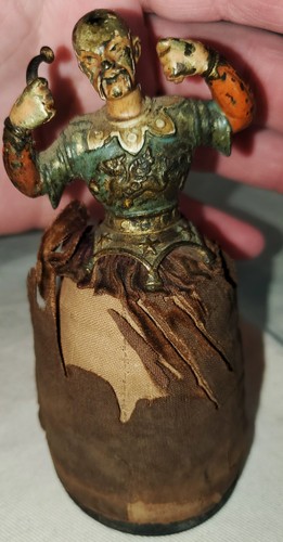 ANTIQUE 1800S BRONZE CHINESE DRUMMER PIN CUSHION W/ ORIGINAL PAINT vafo - Picture 12 of 12